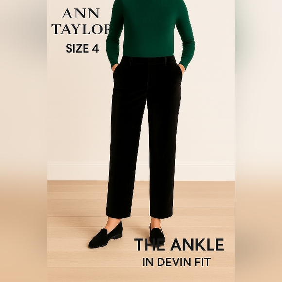 Ann Taylor Pants - Ann Taylor Women's Black Velvet Devin Fit Dress Pants Cotton Polyester Size 4